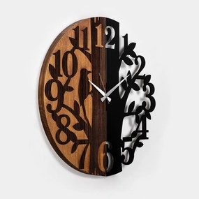 Wooden Clock 71 dió-fekete fa-fém falióra, Ø56 cm