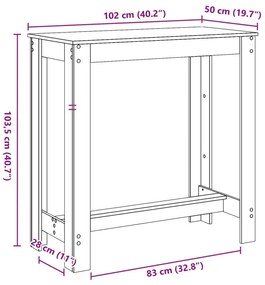 füstös tölgy színű szerelt fa bárasztal 102 x 50 x 103,5 cm
