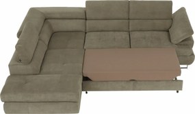 Ülőgarnitúra tárolóhellyel, világosbarna melír, szövet, balos, BUTON R