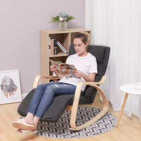 Hintaszék, nyírfából készült pihenő fotel, sötétszürke, natúr fekete