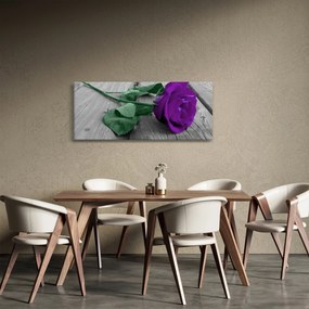 Kép - Lila rózsa zöld szárral (120x50 cm)