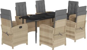 vidaXL 7 részes vegyes bézs polyrattan kerti étkezőgarnitúra párnákkal