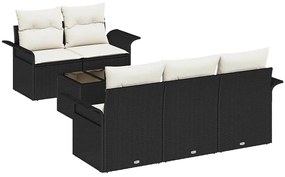 vidaXL Kerti Kanapé Szett párnával tárolóval 6 pcs Fekete és Krém