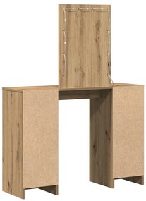 Öltözőasztal LED lámpákkal Kézműves Tölgy 102x33x135 cm