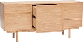 Natúr színű alacsony komód tölgyfa dekorral 140x65 cm Cube – Hübsch