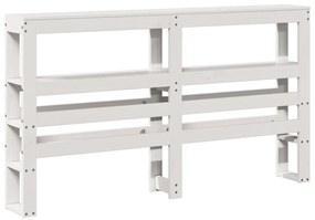 fehér tömör fenyőfa fejtámla polcokkal 135 cm