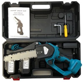 Akkus 8&quot;-os kézi mini fűrész NAKIDA HT-6602-2 olajkenéssel + 2x akkumulátor + 2x lánc + koffer