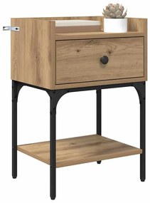Éjjeli asztal fiókkal kézműves tölgy 40 x 29 x 60 cm Faanyag