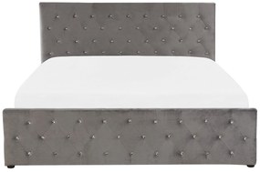 Szürke bársony ágyneműtartós franciaágy 140 x 200 cm AMIENS Beliani