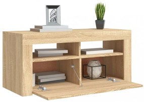 sonoma tölgy színű TV-szekrény LED-világítással 90 x 35 x 40 cm