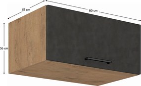 Felsőszekrény, tölgy lancelot/szürke matt, VEGA 80 NAGU-36 1F