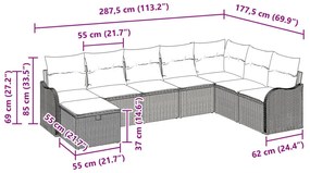 8 Darabos Kerti Kanapé Készlet Párnákkal Bézs Poly Rattan, 2 Személyes Kerti Kanapé Párnákkal Bézs Poly Rattan