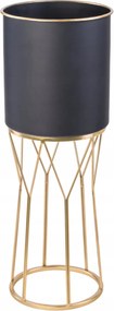 Swen fekete fém virágcserép állványon, kerek, 50x20 cm