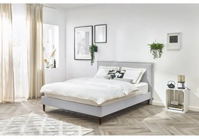 Világosszürke kárpitozott franciaágy ágyráccsal 180x200 cm Sary – Bobochic Paris
