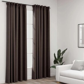 vidaXL 2 db tópszínű vászonhatású sötétítőfüggöny kampókkal 140x225 cm