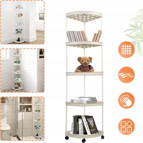 Fürdőszoba Polc Konyhaszekrény Mobil Könyvespolc Gurulós 5 Szintes 110CM