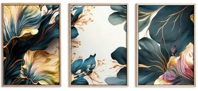 KÉSZLET 3x Kép képkeretben 50x70 cm növények