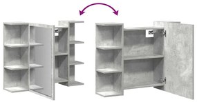 betonszürke forgácslap fürdőszobai tükör 80 x 20,5 x 64 cm