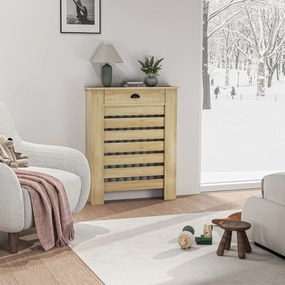 HOMCOM Radiátor Borítás Fiókkal MDF Radiátor Borítás Nappali Hálószoba Előszoba 78x19x95,5 cm Tölgy | Aosom