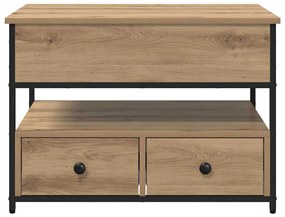 Dohányzóasztal fiókkal kézműves tölgy 70x50x50cm Faanyag