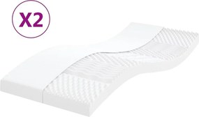 vidaXL 2 db fehér 7 zónás 20 ILD keménységű habmatrac 80 x 200 cm