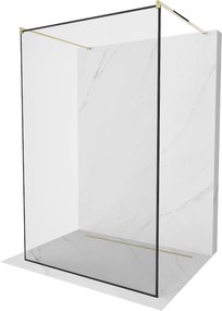 Mexen Kioto, átmenő zuhanyparaván 100 x 200 cm, 8mm üveg tiszta / fekete mintás, arany-800-100-002-50-70