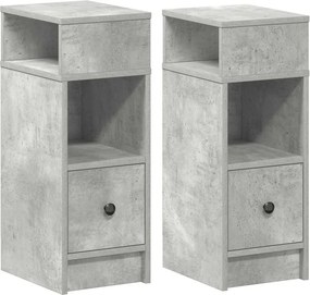 vidaXL 2 db betonszürke éjjeliszekrény fiókkal 25 x 31 x 66 cm