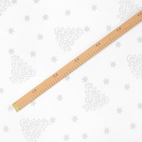 Goldea karácsonyi teflon szövet terítőknek - ezüstszínű karácsonyfák és csillagok 160 cm