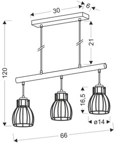 Csillár zsinóron BERNITA 3xE27/60W/230V