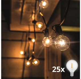 Brilagi - LED Kültéri dekoratív lánc GIRLAND 25xE12 20m fekete IP44 meleg fehér WO794-OEM2