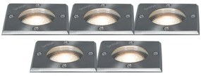 5 darabos acél IP65-ös talajspot szett - Basic Square