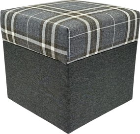 Négyzet alakú nyitható lobox puff sötétszürke fonott rács