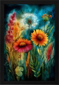 Poszter Keret Fa Természet Tavasz Nyár Kert Park Virágágyás Virágok 40x60