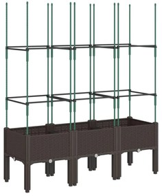 barna polipropilén rácsos kerti ültetőláda 120 x 40 x 142,5 cm
