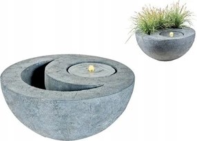 Szökőkút tál szürke Led antracit virágtartóval 66x31cm