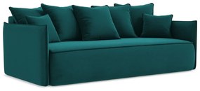 Türkiz bársony kinyitható-tárolóhelyes kanapé 225 cm Hula – Makamii