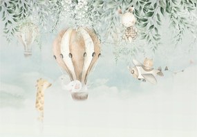 Állatos tapéta Elefánt zsiráf pasztell 250x175 gyerekszobába +ragasztó