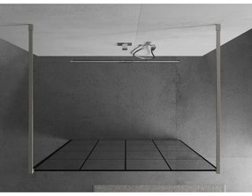 Mexen Kioto, Walk-In zuhany paraván 150 x 200 cm, 8 mm üveg fekete mintás, csiszolt acél profil, 800-150-002-97-77
