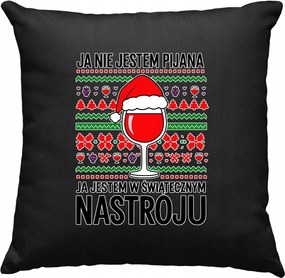 Karácsonyi hangulat párna borral, fekete