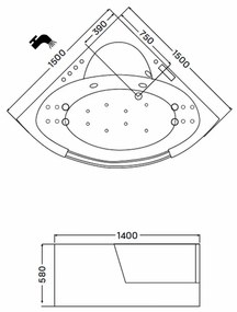 Tivoli E-Drive Touch hidromasszázs kád csaptelep nélkül