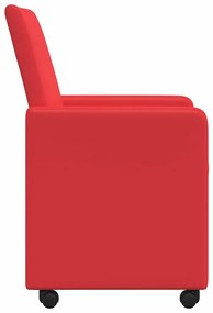 vidaXL Kerekes Étkező Székek 2 pcs Piros 57 x 66 x 94 cm Műbőr