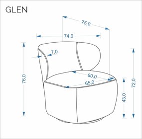 Glen 360 fokban forgatható fotel szürke