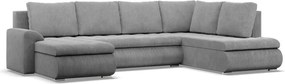 Tokio U sarokkanapé, 3 ágyneműtartóval, kordbársony, jobboldali, szürke