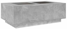 betonszürke végtelen hatású LED-es dohányzóasztal 116x69x40 cm