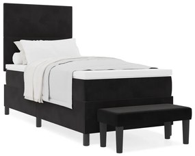 Boxspring Ágy Matrac és Pad Fekete 100x200 cm Velúr
