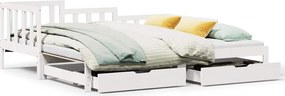 vidaXL fehér kihúzható heverő fiókokkal matrac nélkül 90 x 190 cm
