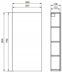 Cersanit City, függesztett szekrény 40x14x80 cm, fehér fényes, S584-020-DSM