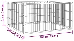 vidaXL 4 paneles fekete porszórt acél kutya járóka 100 x 50 cm
