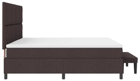 Box Spring ágy matraccal és padról sötétbarna 200x200 cm szövet