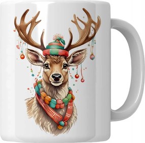 Rénszarvas bögre díszekkel Mikulás ajándék